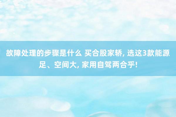 故障处理的步骤是什么 买合股家轿, 选这3款能源足、空间大, 家用自驾两合乎!