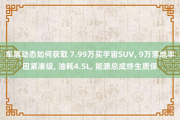 车展动态如何获取 7.99万买宇宙SUV, 9万落地丰田紧凑级, 油耗4.5L, 能源总成终生质保