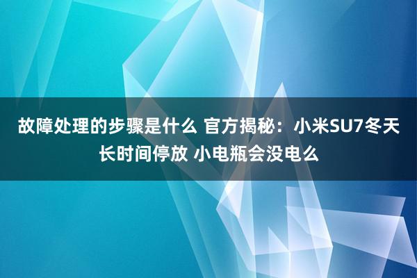 故障处理的步骤是什么 官方揭秘：小米SU7冬天长时间停放 小电瓶会没电么