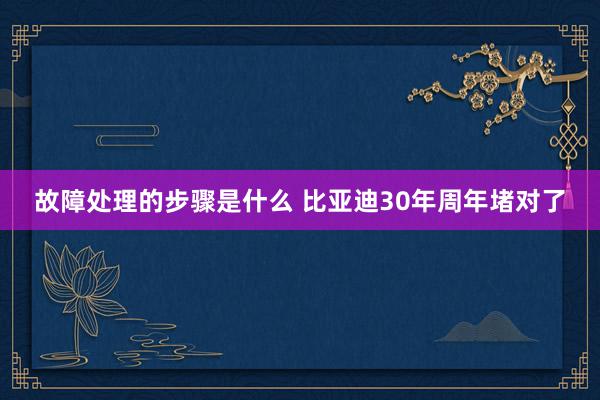 故障处理的步骤是什么 比亚迪30年周年堵对了