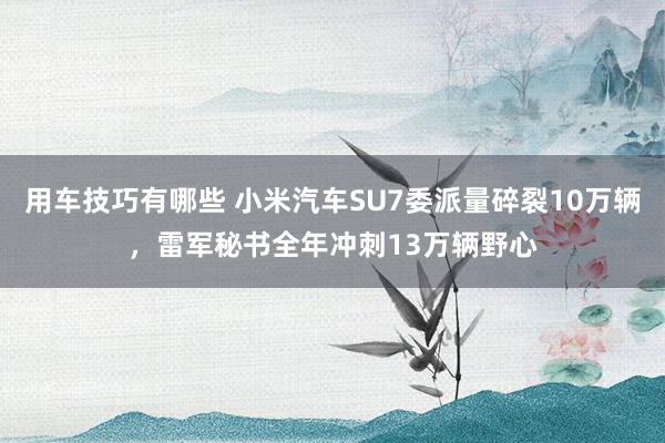 用车技巧有哪些 小米汽车SU7委派量碎裂10万辆，雷军秘书全年冲刺13万辆野心