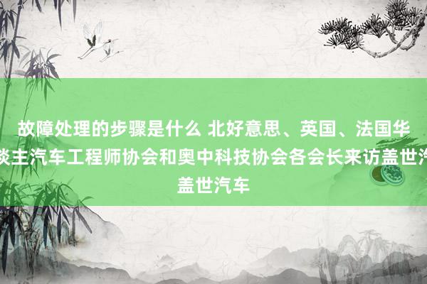 故障处理的步骤是什么 北好意思、英国、法国华东谈主汽车工程师协会和奥中科技协会各会长来访盖世汽车