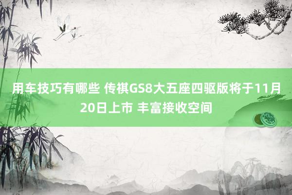 用车技巧有哪些 传祺GS8大五座四驱版将于11月20日上市 丰富接收空间