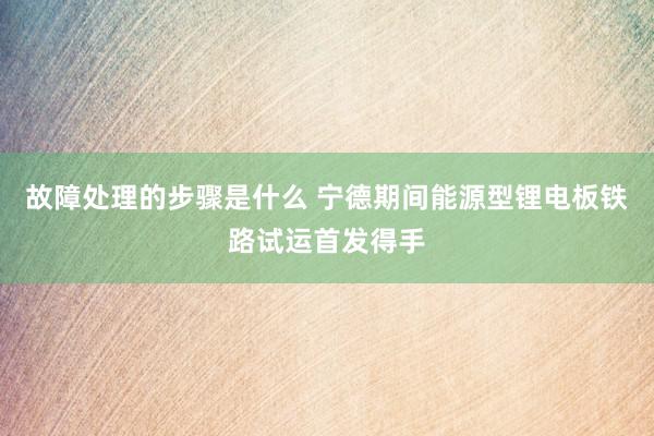 故障处理的步骤是什么 宁德期间能源型锂电板铁路试运首发得手