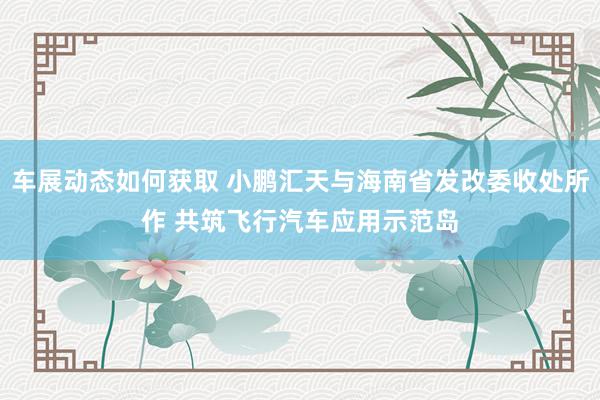 车展动态如何获取 小鹏汇天与海南省发改委收处所作 共筑飞行汽车应用示范岛