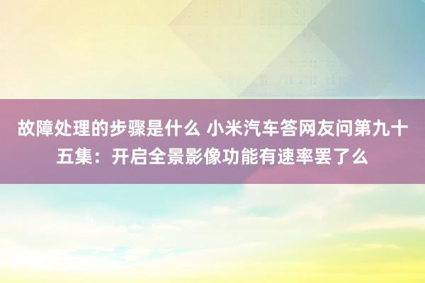 故障处理的步骤是什么 小米汽车答网友问第九十五集：开启全景影像功能有速率罢了么