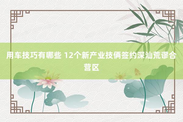 用车技巧有哪些 12个新产业技俩签约深汕荒谬合营区