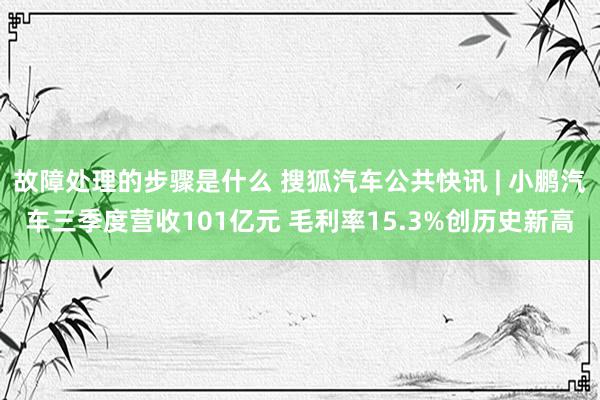 故障处理的步骤是什么 搜狐汽车公共快讯 | 小鹏汽车三季度营收101亿元 毛利率15.3%创历史新高