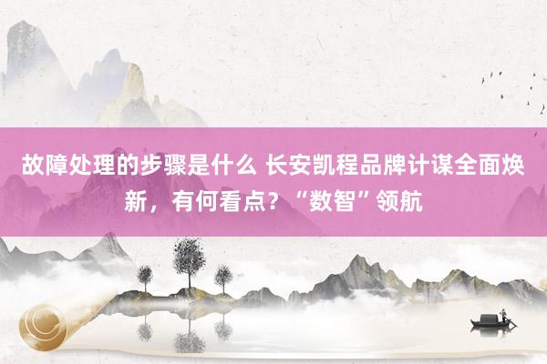 故障处理的步骤是什么 长安凯程品牌计谋全面焕新，有何看点？“数智”领航