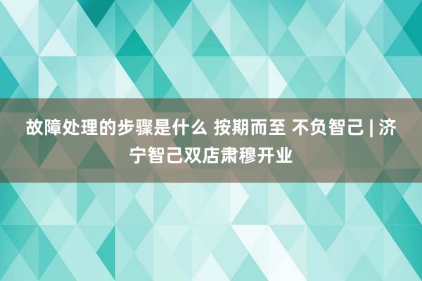 故障处理的步骤是什么 按期而至 不负智己 | 济宁智己双店肃穆开业